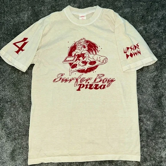Stranger Things Men's Surfer Pizza Boy Graphic T-Shirt - Retro White Tee With Classic Logo, Inspired By Hawkins - View #9